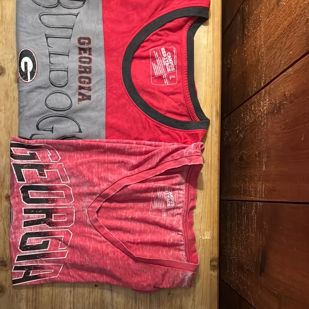 EUC **2** UGA Campus Heritage Collection L/S & SS t shirts  ‘vintage’  look
